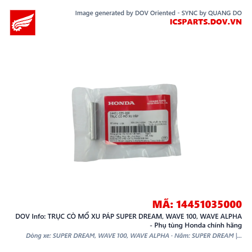 TRỤC CÒ MỔ XU PÁP SUPER DREAM, WAVE 100, WAVE ALPHA - Phụ tùng Honda chính hãng
