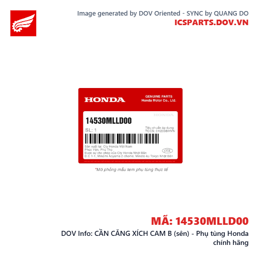 CẦN CĂNG XÍCH CAM B (sên) - Phụ tùng Honda chính hãng
