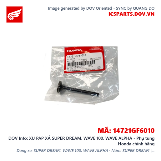 XU PÁP XẢ SUPER DREAM, WAVE 100, WAVE ALPHA - Phụ tùng Honda chính hãng