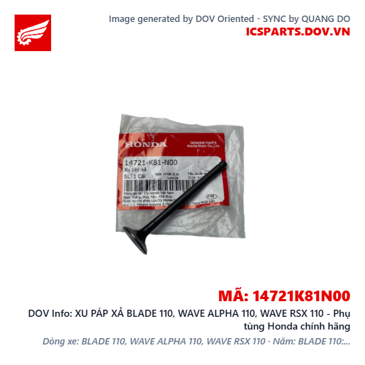 XU PÁP XẢ BLADE 110, WAVE ALPHA 110, WAVE RSX 110 - Phụ tùng Honda chính hãng