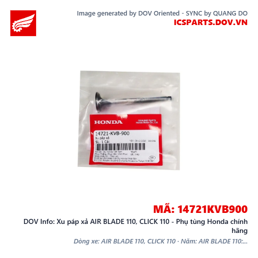 Xu páp xả AIR BLADE 110, CLICK 110 - Phụ tùng Honda chính hãng