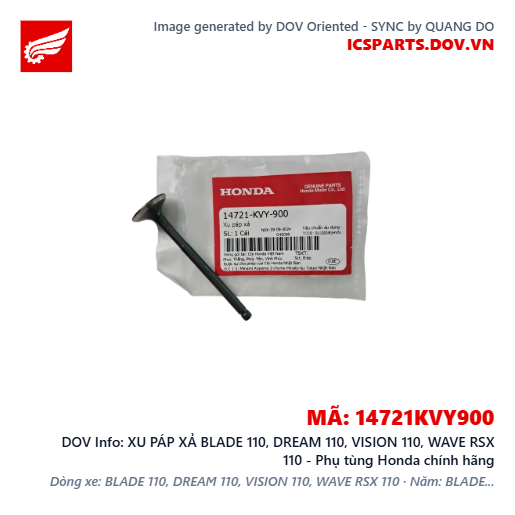 XU PÁP XẢ BLADE 110, DREAM 110, VISION 110, WAVE RSX 110 - Phụ tùng Honda chính hãng