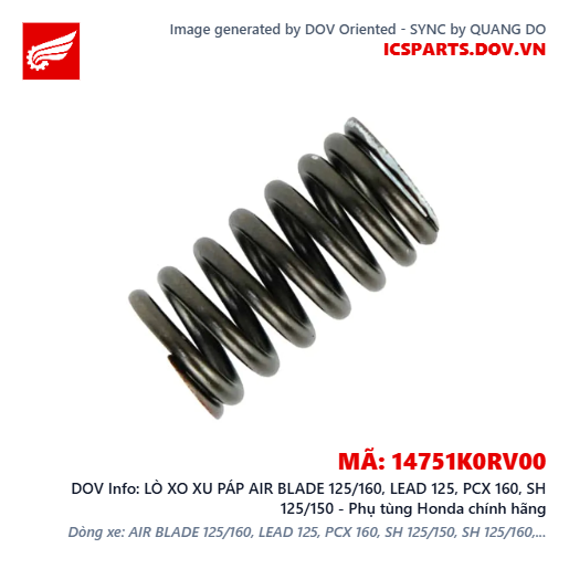 LÒ XO XU PÁP AIR BLADE 125/160, LEAD 125, PCX 160, SH 125/150 - Phụ tùng Honda chính hãng