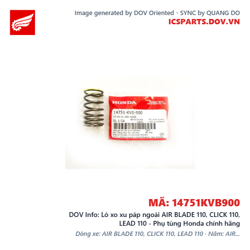 Lò xo xu páp ngoài AIR BLADE 110, CLICK 110, LEAD 110 - Phụ tùng Honda chính hãng