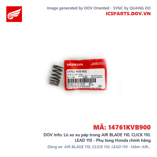 Lò xo xu páp trong AIR BLADE 110, CLICK 110, LEAD 110 - Phụ tùng Honda chính hãng