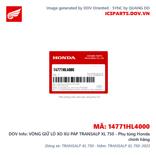 VÒNG GIỮ LÒ XO XU PÁP TRANSALP XL 750 - Phụ tùng Honda chính hãng