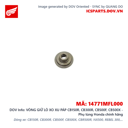 VÒNG GIỮ LÒ XO XU PÁP CB150R, CB300R, CB500F, CB500X - Phụ tùng Honda chính hãng