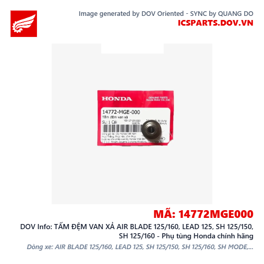 TẤM ĐỆM VAN XẢ AIR BLADE 125/160, LEAD 125, SH 125/150, SH 125/160 - Phụ tùng Honda chính hãng