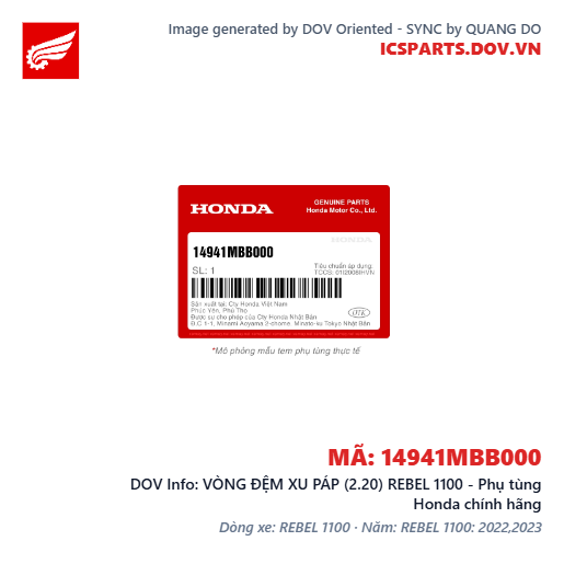 VÒNG ĐỆM XU PÁP (2.20) REBEL 1100 - Phụ tùng Honda chính hãng