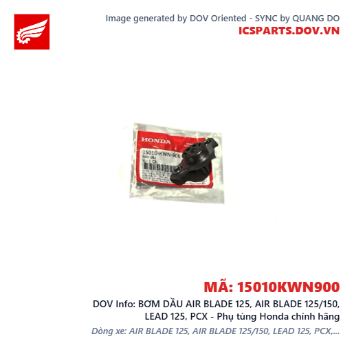 BƠM DẦU AIR BLADE 125, AIR BLADE 125/150, LEAD 125, PCX - Phụ tùng Honda chính hãng