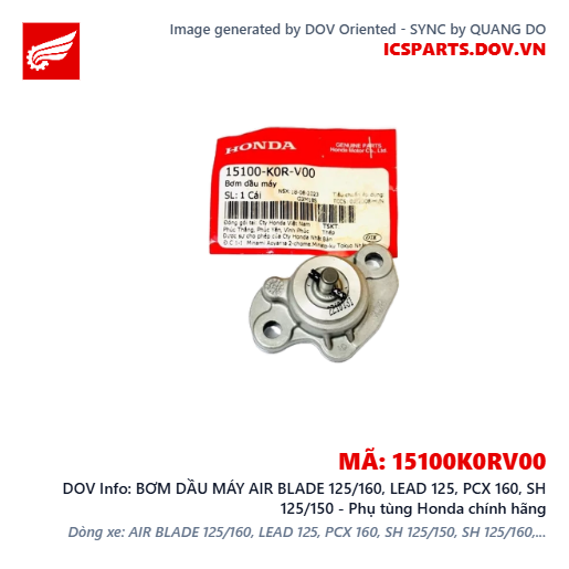 BƠM DẦU MÁY AIR BLADE 125/160, LEAD 125, PCX 160, SH 125/150 - Phụ tùng Honda chính hãng