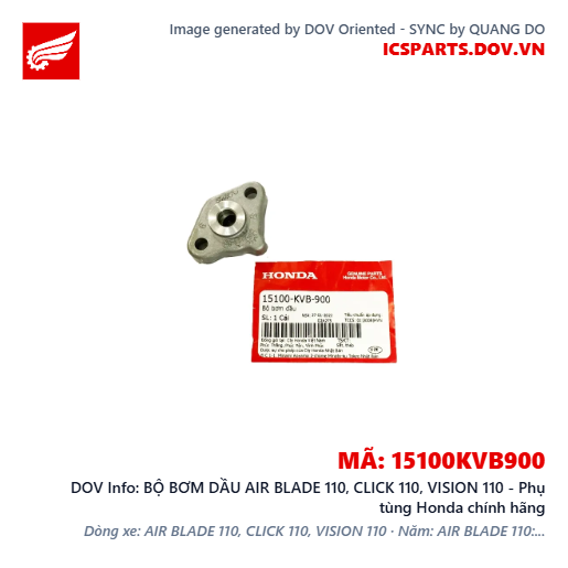 BỘ BƠM DẦU AIR BLADE 110, CLICK 110, VISION 110 - Phụ tùng Honda chính hãng