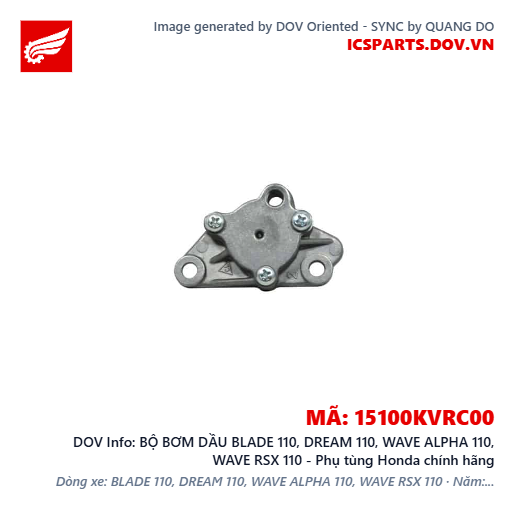 BỘ BƠM DẦU BLADE 110, DREAM 110, WAVE ALPHA 110, WAVE RSX 110 - Phụ tùng Honda chính hãng