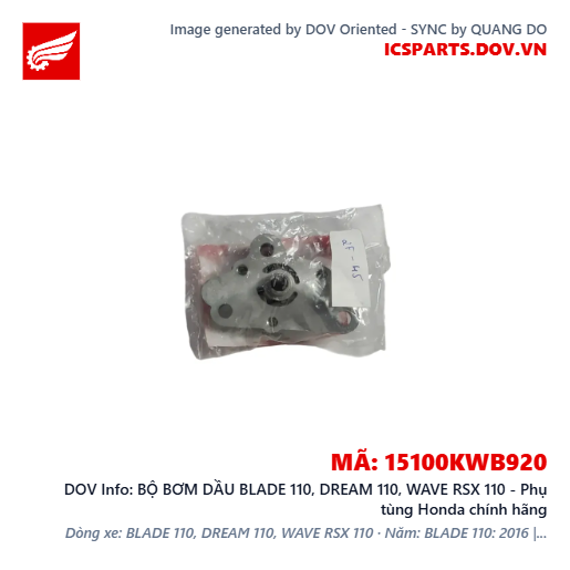 BỘ BƠM DẦU BLADE 110, DREAM 110, WAVE RSX 110 - Phụ tùng Honda chính hãng