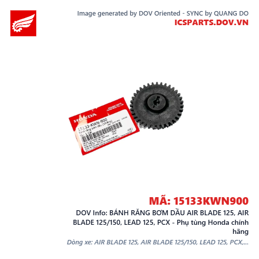 BÁNH RĂNG BƠM DẦU AIR BLADE 125, AIR BLADE 125/150, LEAD 125, PCX - Phụ tùng Honda chính hãng