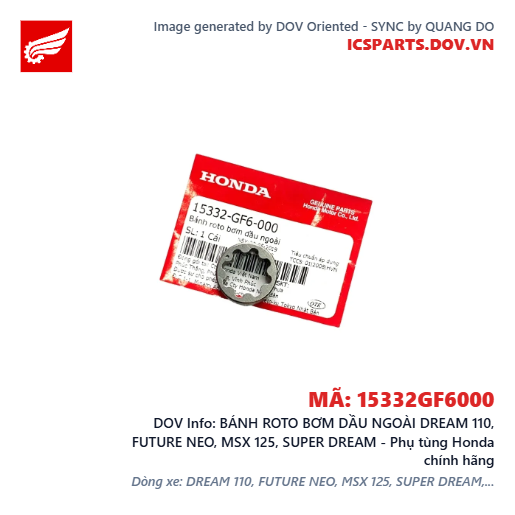 BÁNH ROTO BƠM DẦU NGOÀI DREAM 110, FUTURE NEO, MSX 125, SUPER DREAM - Phụ tùng Honda chính hãng