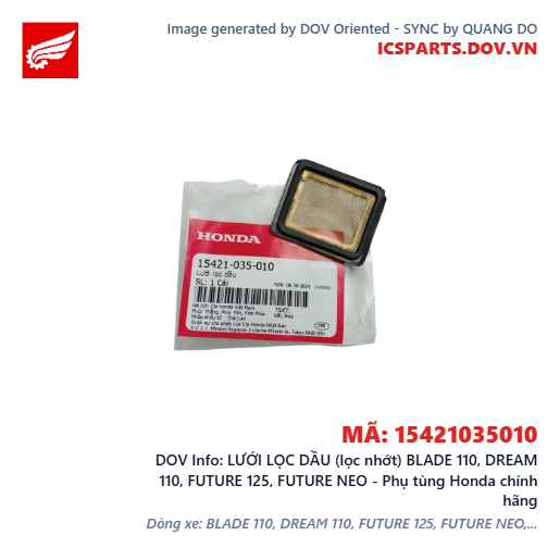 LƯỚI LỌC DẦU (lọc nhớt) BLADE 110, DREAM 110, FUTURE 125, FUTURE NEO - Phụ tùng Honda chính hãng