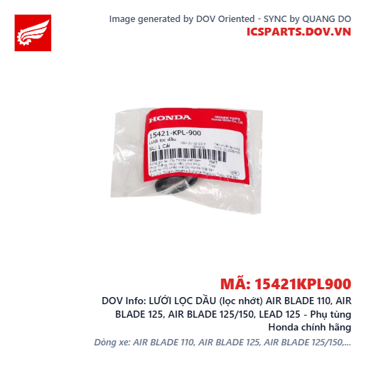 LƯỚI LỌC DẦU (lọc nhớt) AIR BLADE 110, AIR BLADE 125, AIR BLADE 125/150, LEAD 125 - Phụ tùng Honda chính hãng
