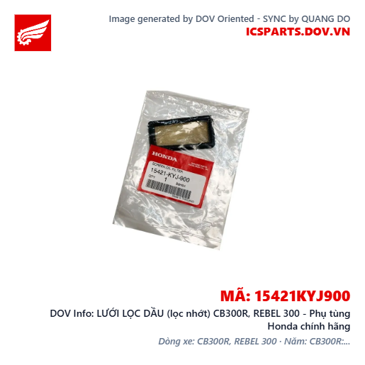 LƯỚI LỌC DẦU (lọc nhớt) CB300R, REBEL 300 - Phụ tùng Honda chính hãng