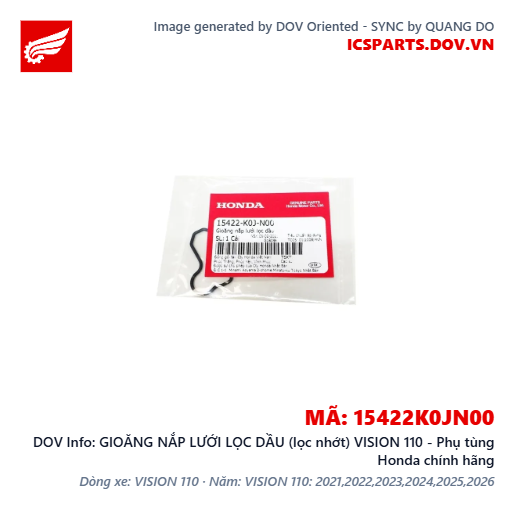 GIOĂNG NẮP LƯỚI LỌC DẦU (lọc nhớt) VISION 110 - Phụ tùng Honda chính hãng
