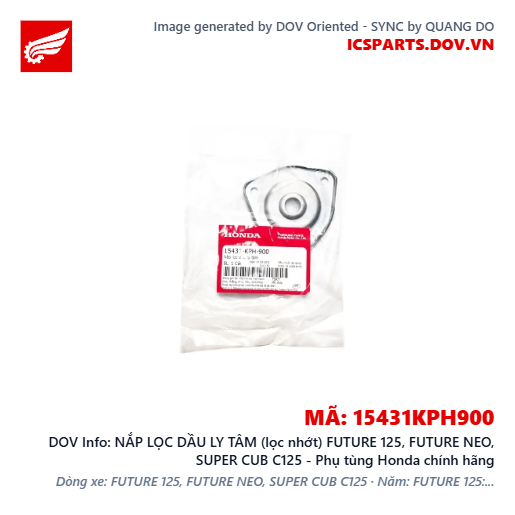 NẮP LỌC DẦU LY TÂM (lọc nhớt) FUTURE 125, FUTURE NEO, SUPER CUB C125 - Phụ tùng Honda chính hãng