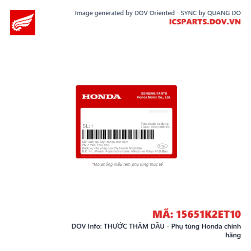 THƯỚC THĂM DẦU - Phụ tùng Honda chính hãng