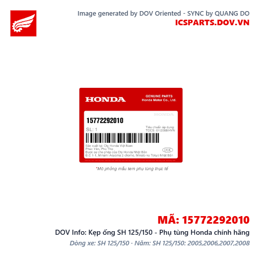 Kẹp ống SH 125/150 - Phụ tùng Honda chính hãng