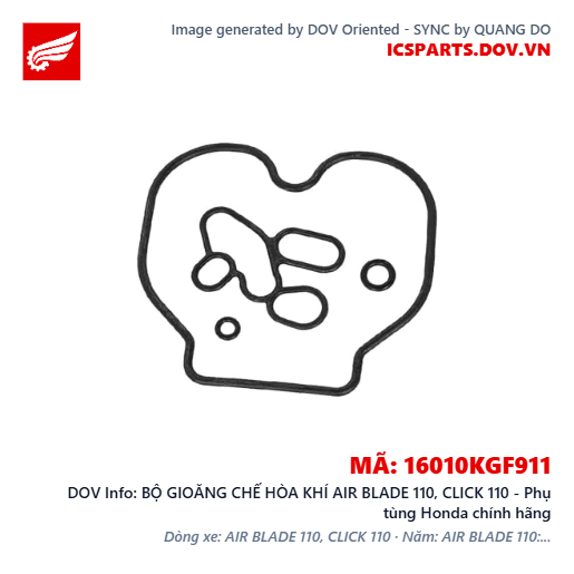BỘ GIOĂNG CHẾ HÒA KHÍ AIR BLADE 110, CLICK 110 - Phụ tùng Honda chính hãng