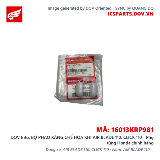 BỘ PHAO XĂNG CHẾ HÒA KHÍ AIR BLADE 110, CLICK 110 - Phụ tùng Honda chính hãng