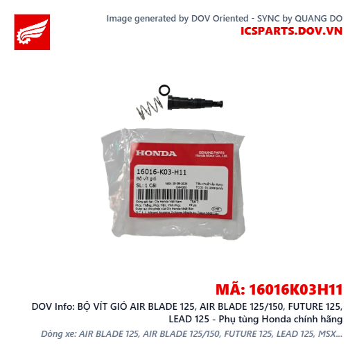 BỘ VÍT GIÓ AIR BLADE 125, AIR BLADE 125/150, FUTURE 125, LEAD 125 - Phụ tùng Honda chính hãng
