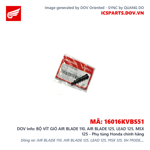 BỘ VÍT GIÓ AIR BLADE 110, AIR BLADE 125, LEAD 125, MSX 125 - Phụ tùng Honda chính hãng