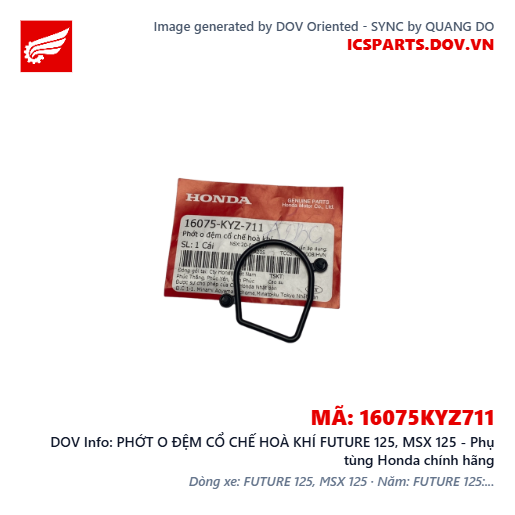 PHỚT O ĐỆM CỔ CHẾ HOÀ KHÍ FUTURE 125, MSX 125 - Phụ tùng Honda chính hãng