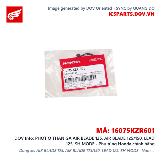 PHỚT O THÂN GA AIR BLADE 125, AIR BLADE 125/150, LEAD 125, SH MODE - Phụ tùng Honda chính hãng