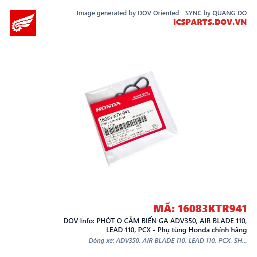 PHỚT O CẢM BIẾN GA ADV350, AIR BLADE 110, LEAD 110, PCX - Phụ tùng Honda chính hãng