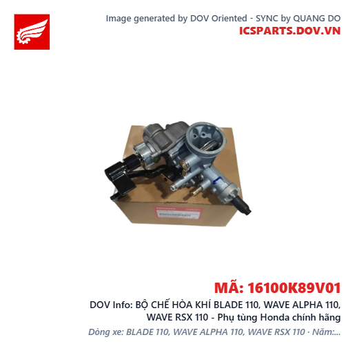 BỘ CHẾ HÒA KHÍ BLADE 110, WAVE ALPHA 110, WAVE RSX 110 - Phụ tùng Honda chính hãng