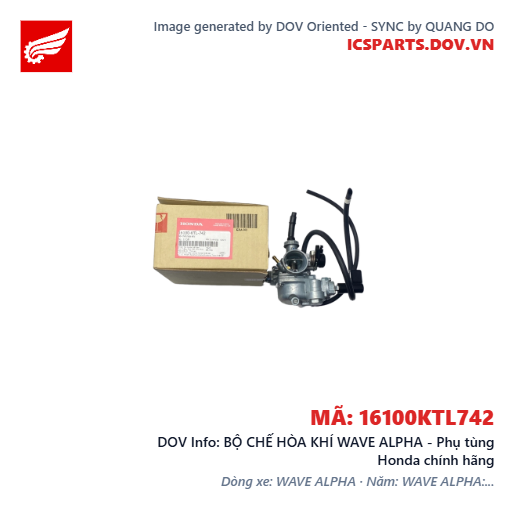 BỘ CHẾ HÒA KHÍ WAVE ALPHA - Phụ tùng Honda chính hãng