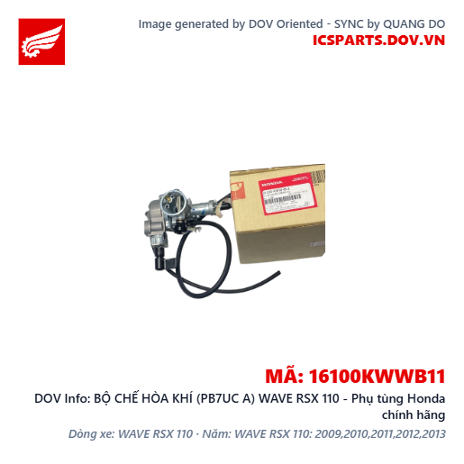 BỘ CHẾ HÒA KHÍ (PB7UC A) WAVE RSX 110 - Phụ tùng Honda chính hãng