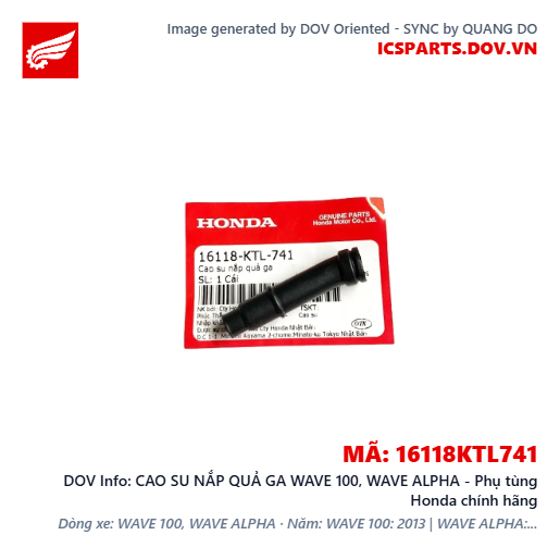 CAO SU NẮP QUẢ GA WAVE 100, WAVE ALPHA - Phụ tùng Honda chính hãng