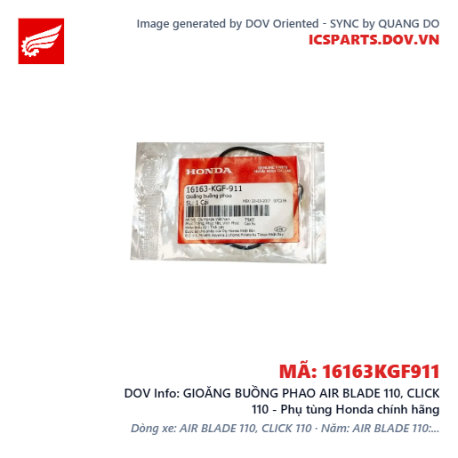 GIOĂNG BUỒNG PHAO AIR BLADE 110, CLICK 110 - Phụ tùng Honda chính hãng