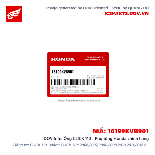 Ống CLICK 110 - Phụ tùng Honda chính hãng