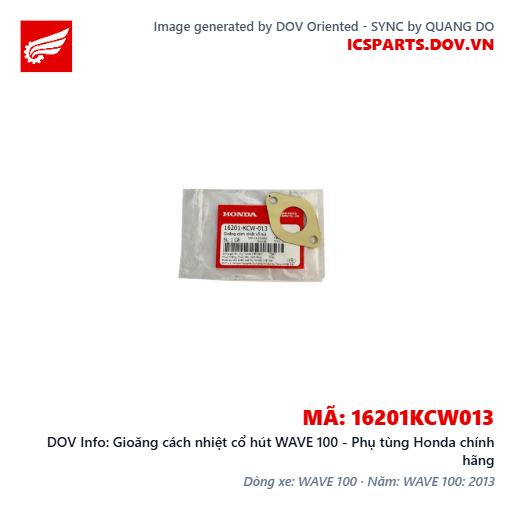 Gioăng cách nhiệt cổ hút WAVE 100 - Phụ tùng Honda chính hãng