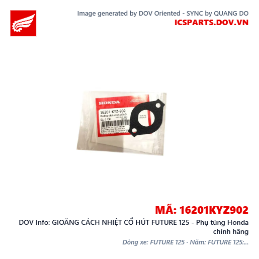 GIOĂNG CÁCH NHIỆT CỔ HÚT FUTURE 125 - Phụ tùng Honda chính hãng