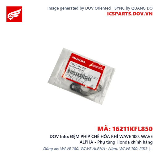 ĐỆM PHÍP CHẾ HÒA KHÍ WAVE 100, WAVE ALPHA - Phụ tùng Honda chính hãng