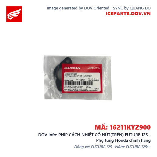 PHÍP CÁCH NHIỆT CỔ HÚT(TRÊN) FUTURE 125 - Phụ tùng Honda chính hãng
