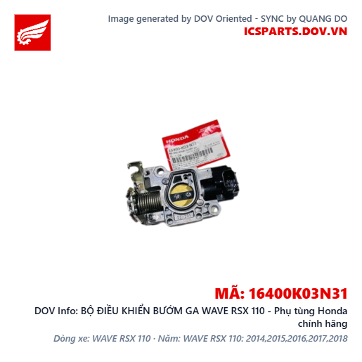 BỘ ĐIỀU KHIỂN BƯỚM GA WAVE RSX 110 - Phụ tùng Honda chính hãng