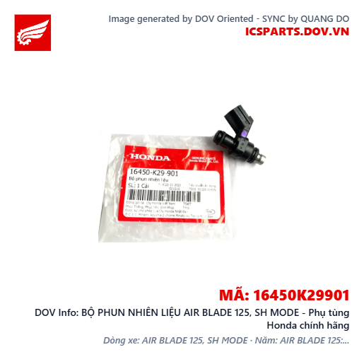 BỘ PHUN NHIÊN LIỆU AIR BLADE 125, SH MODE - Phụ tùng Honda chính hãng