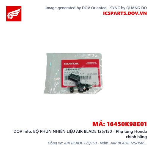 BỘ PHUN NHIÊN LIỆU AIR BLADE 125/150 - Phụ tùng Honda chính hãng