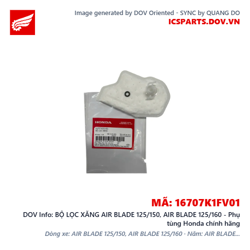 BỘ LỌC XĂNG AIR BLADE 125/150, AIR BLADE 125/160 - Phụ tùng Honda chính hãng