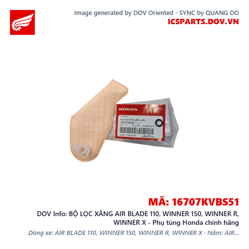 BỘ LỌC XĂNG AIR BLADE 110, WINNER 150, WINNER R, WINNER X - Phụ tùng Honda chính hãng