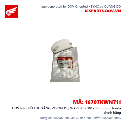 BỘ LỌC XĂNG VISION 110, WAVE RSX 110 - Phụ tùng Honda chính hãng
